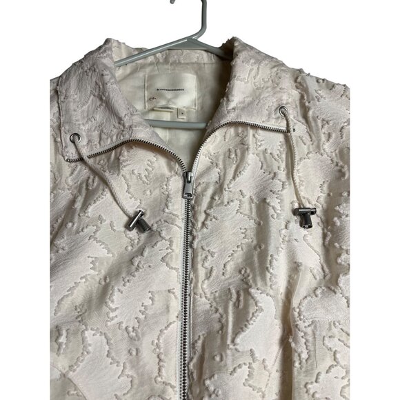 Anthropologie Cropped Lace Bomber Jacket Cream Embroidered Textured Small - Picture 9 of 13